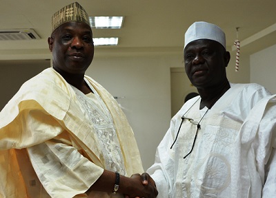 (L-r) Malam Habib Abdullahi, managing director Nigerian Ports Authority ,  in a warm handshake with Dr Abdul Alimi Belo, president of KACCIMA, at the recent visit to the corporate headquarters of NPA in Marina Lagos.